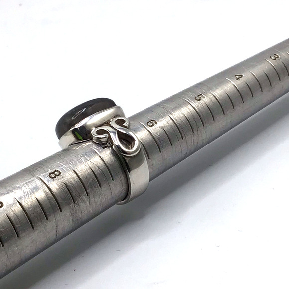 925 Sterling Silver Labradorite Cocktail Ring Size 7 Oval Cabochon Scroll Design - Picture 12 of 13